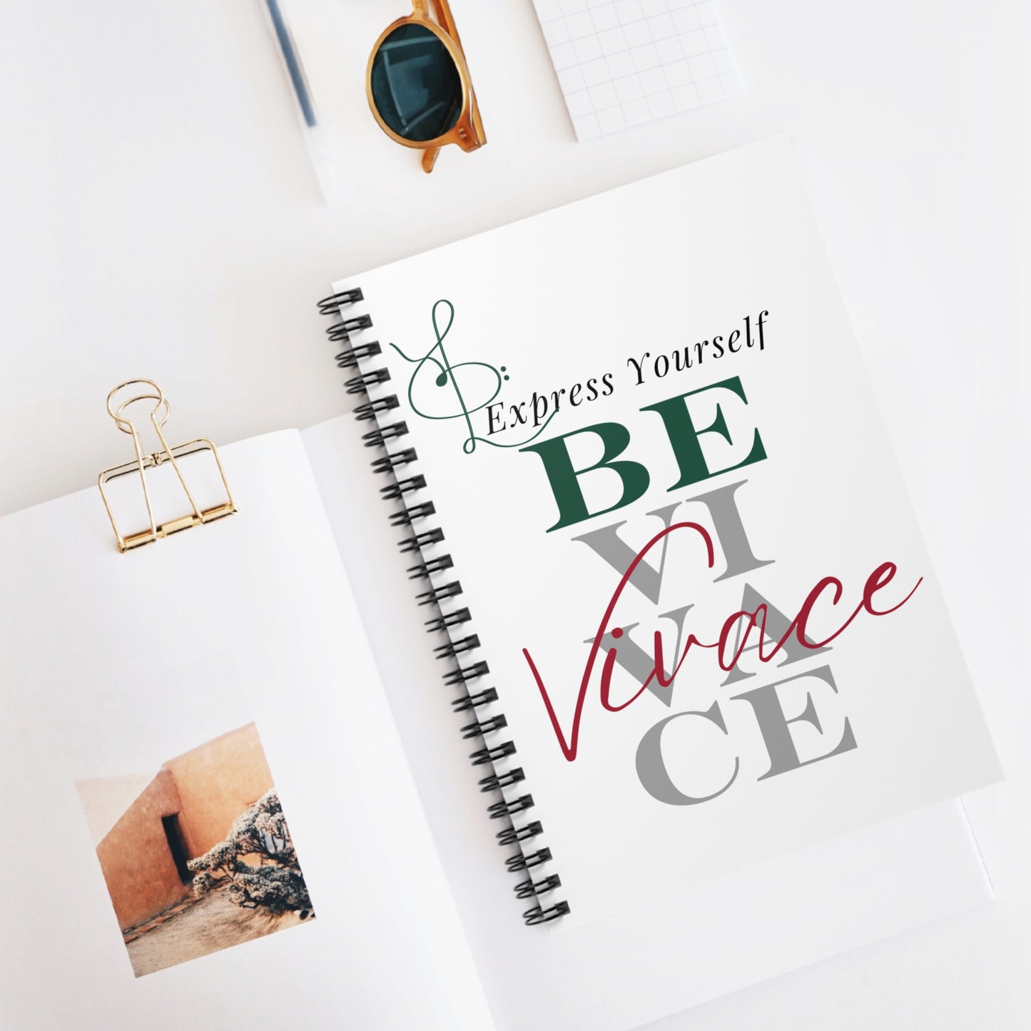 BEVIVACE Spiral Notebook "Express Yourself" Ruled Line Journal