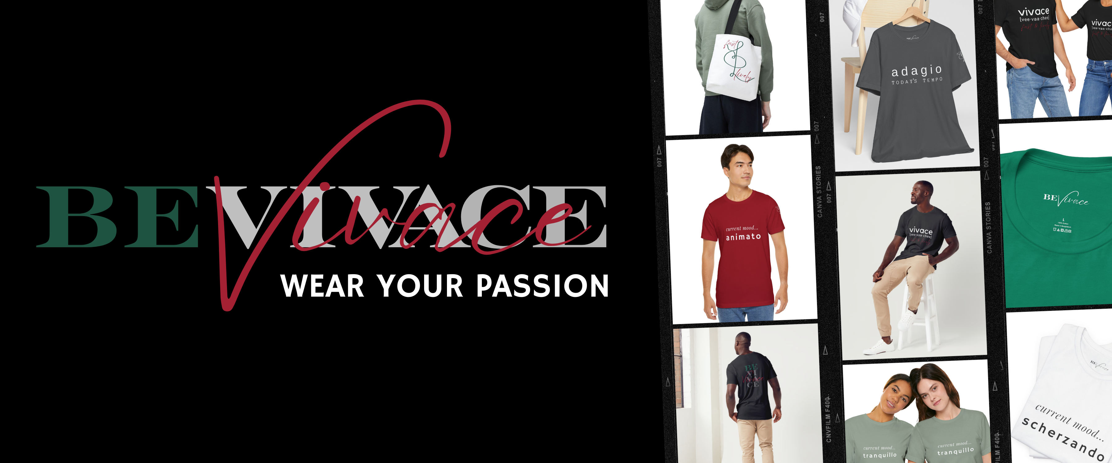BEVIVACE clothing brand wear your passion website header image